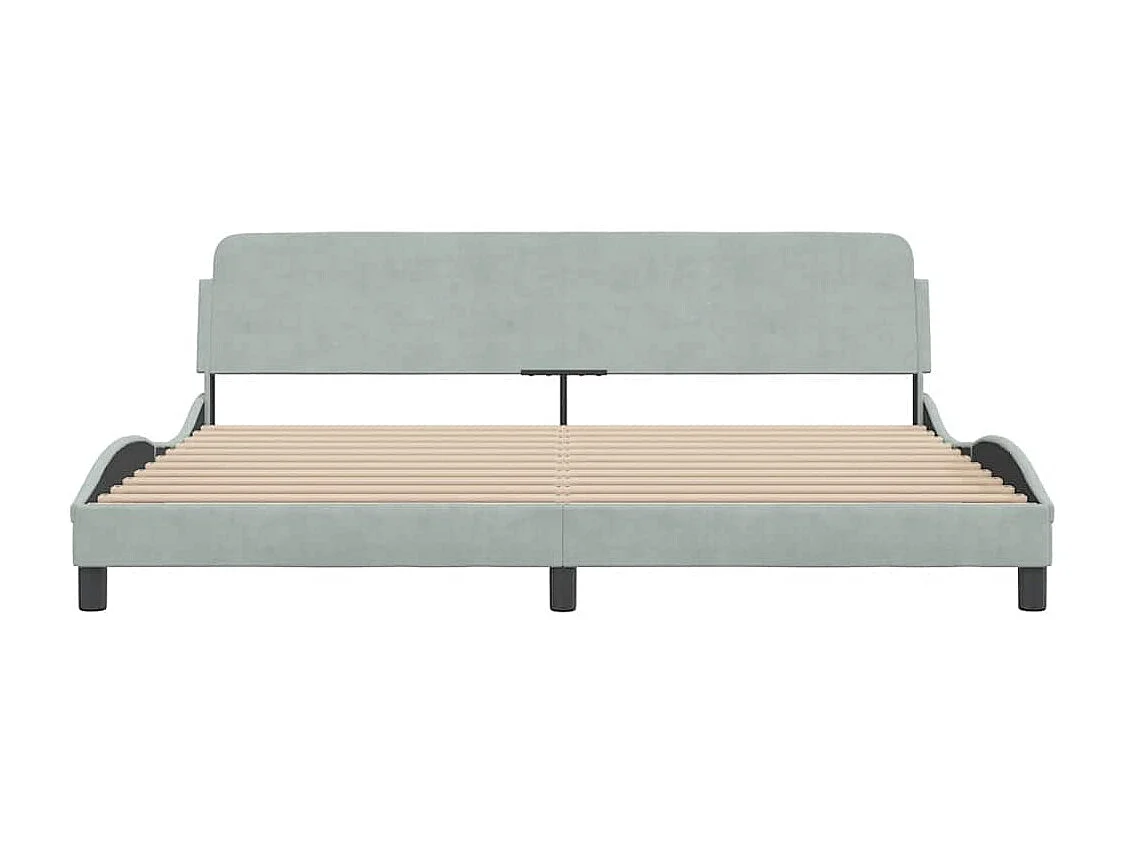 Cadre de lit Dover gris clair 200x200 cm velours