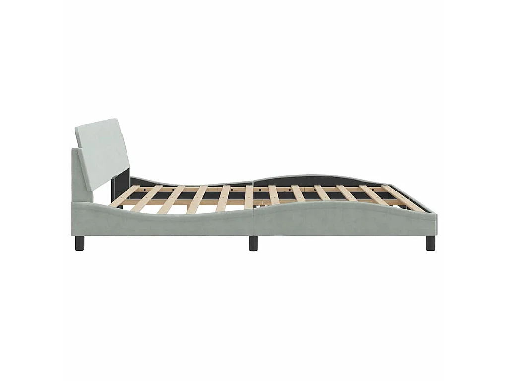 Cadre de lit Dover gris clair 200x200 cm velours