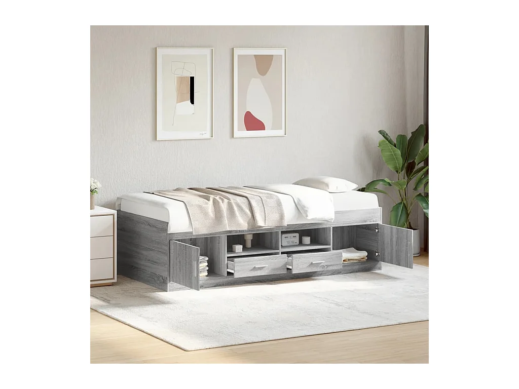 Lit de jour avec tiroirs sans matelas sonoma gris 100x200 cm