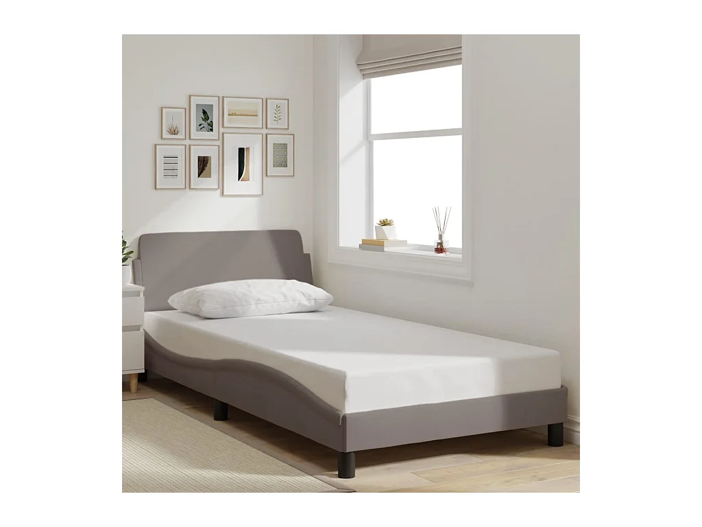 Cadre de lit sans matelas taupe 100x200 cm tissu