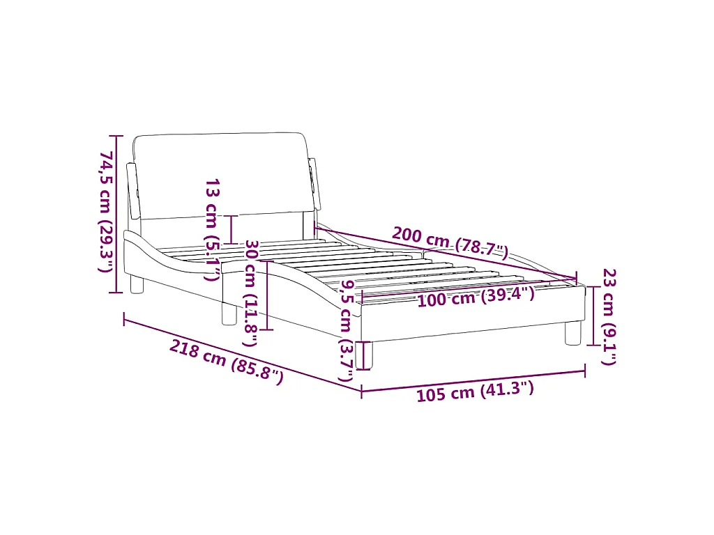 Bedframe "Dover" 100x200 cm stof taupe