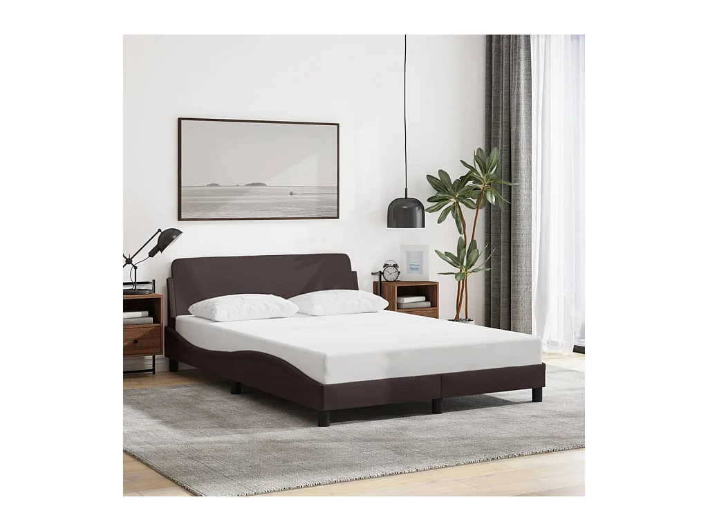 Cadre de lit sans matelas marron foncé 120x200 cm tissu