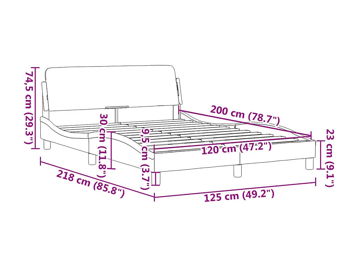 Bettgestell "Dover" Dunkelbraun 120x200 cm Stoff