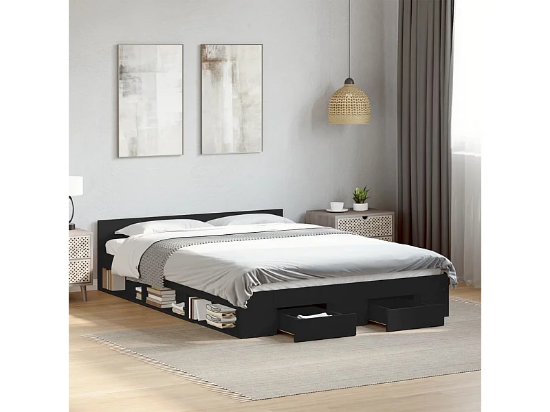 Estrutura cama c/ gavetas 120x190 cm derivados de madeira preto