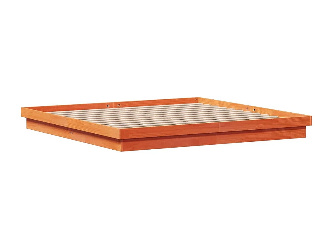 Bedframe met LED massief grenenhout wasbruin 200x200 cm