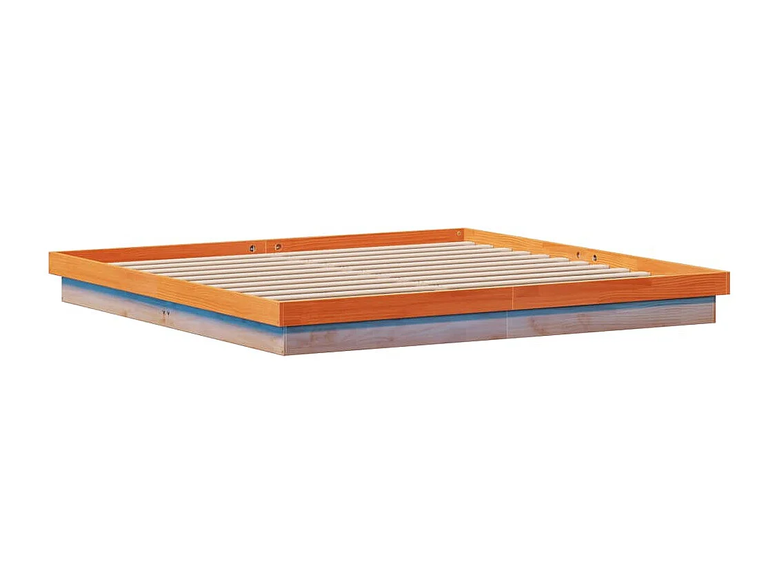 Bedframe met LED massief grenenhout wasbruin 200x200 cm