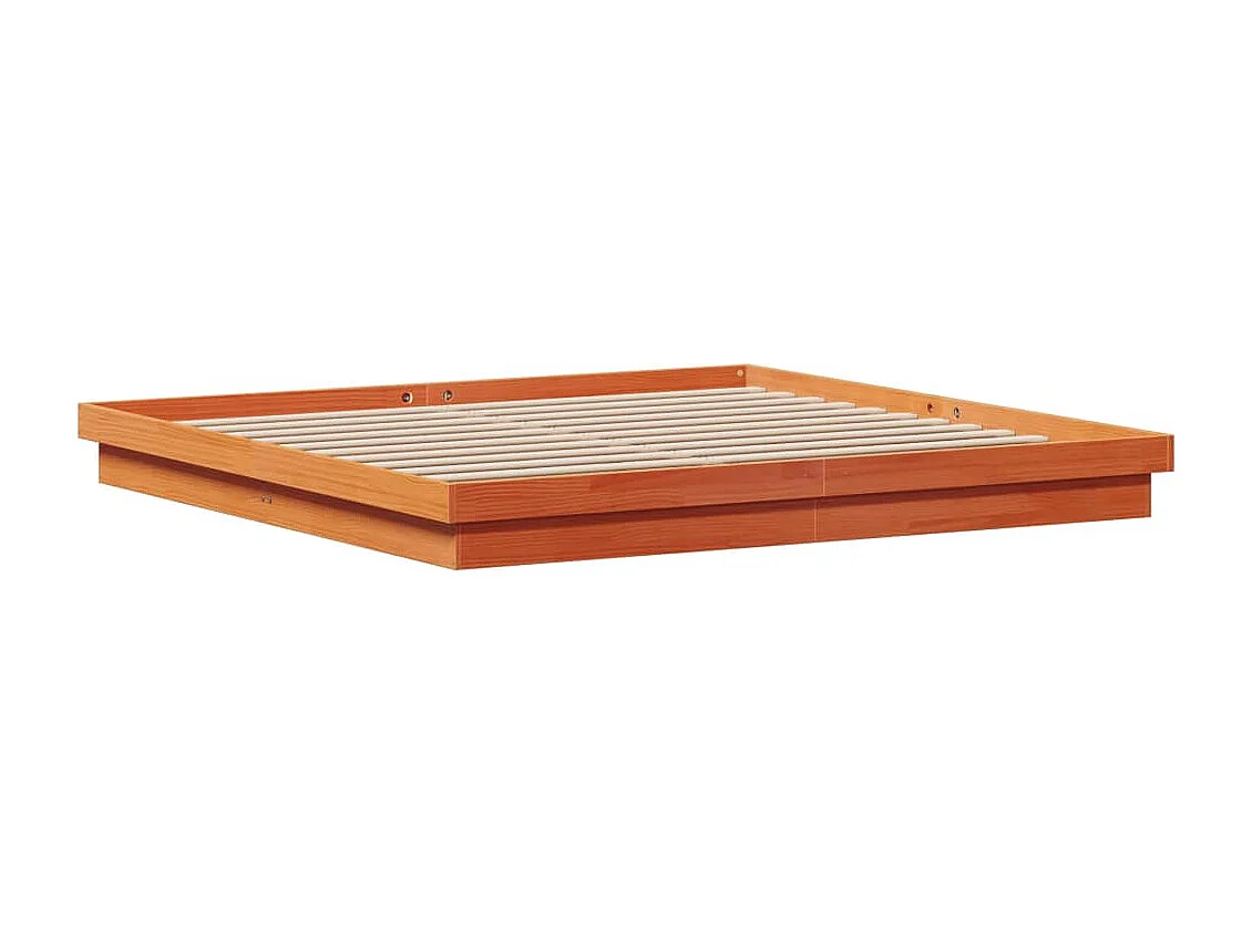 Bedframe met LED massief grenenhout wasbruin 200x200 cm