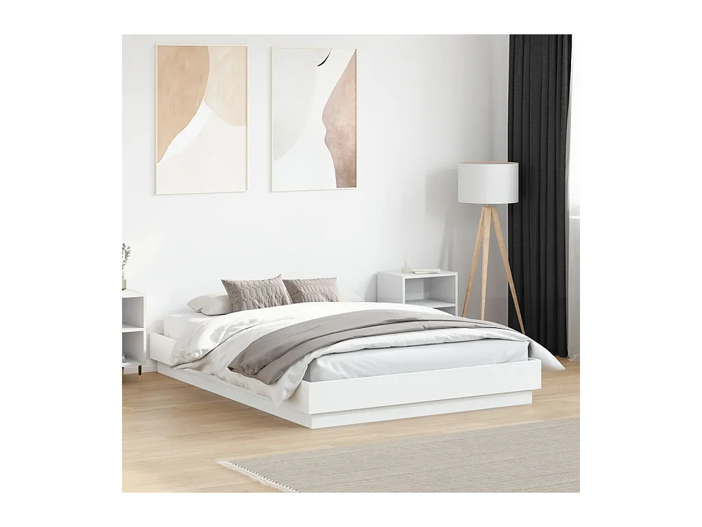 Cadre de lit sans matelas blanc 140x190 cm