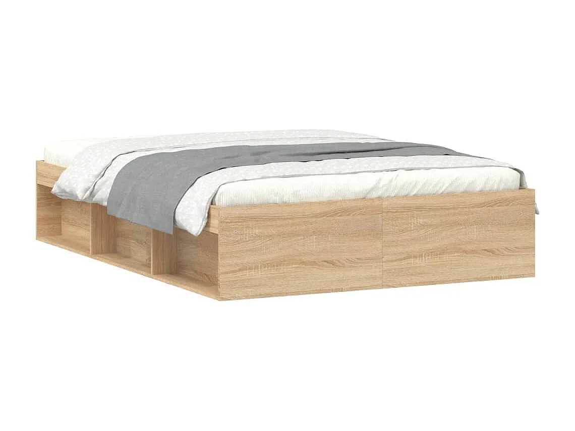 Estructura de cama de matrimonio roble Sonoma 135x190 cm