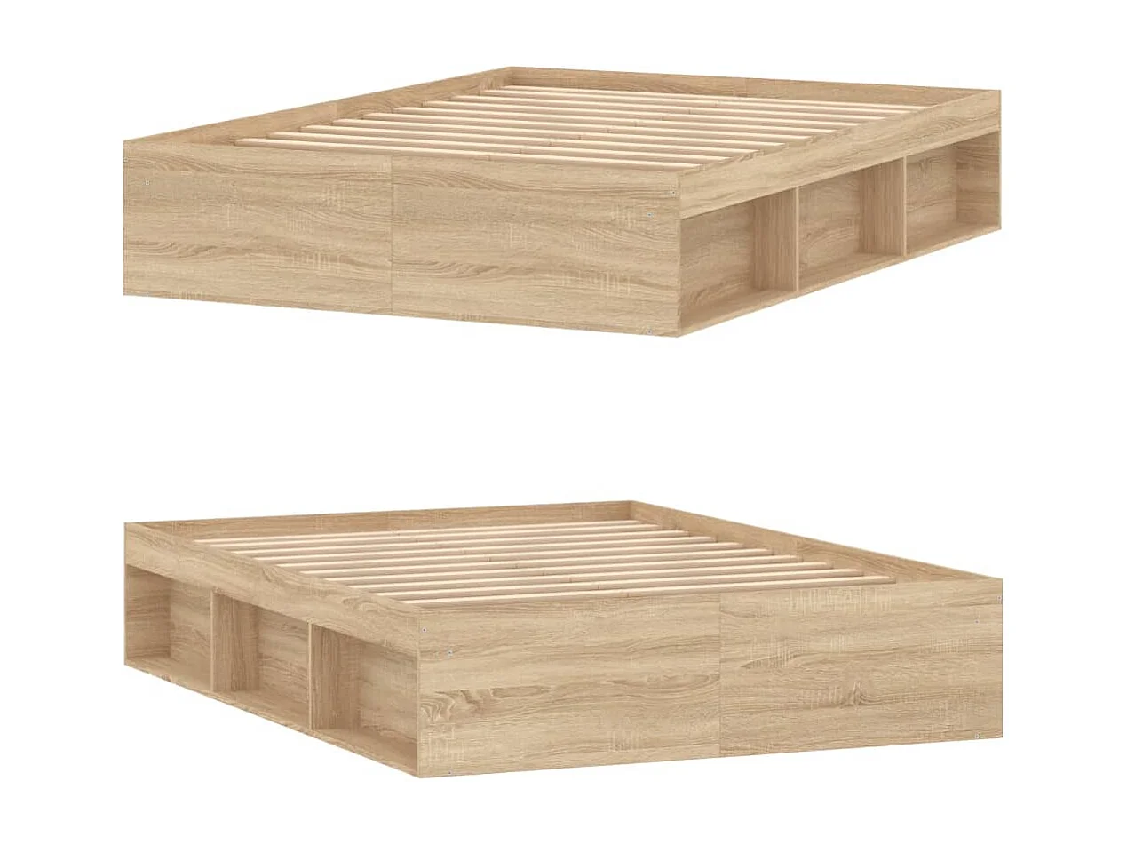 Estructura de cama de matrimonio roble Sonoma 135x190 cm