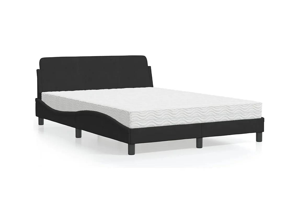 Lit avec matelas noir 120x200 cm velours