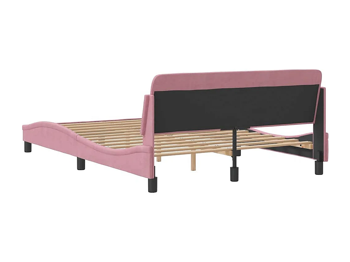 Cadre de lit avec tête de lit Dover rose 120x200cm velours