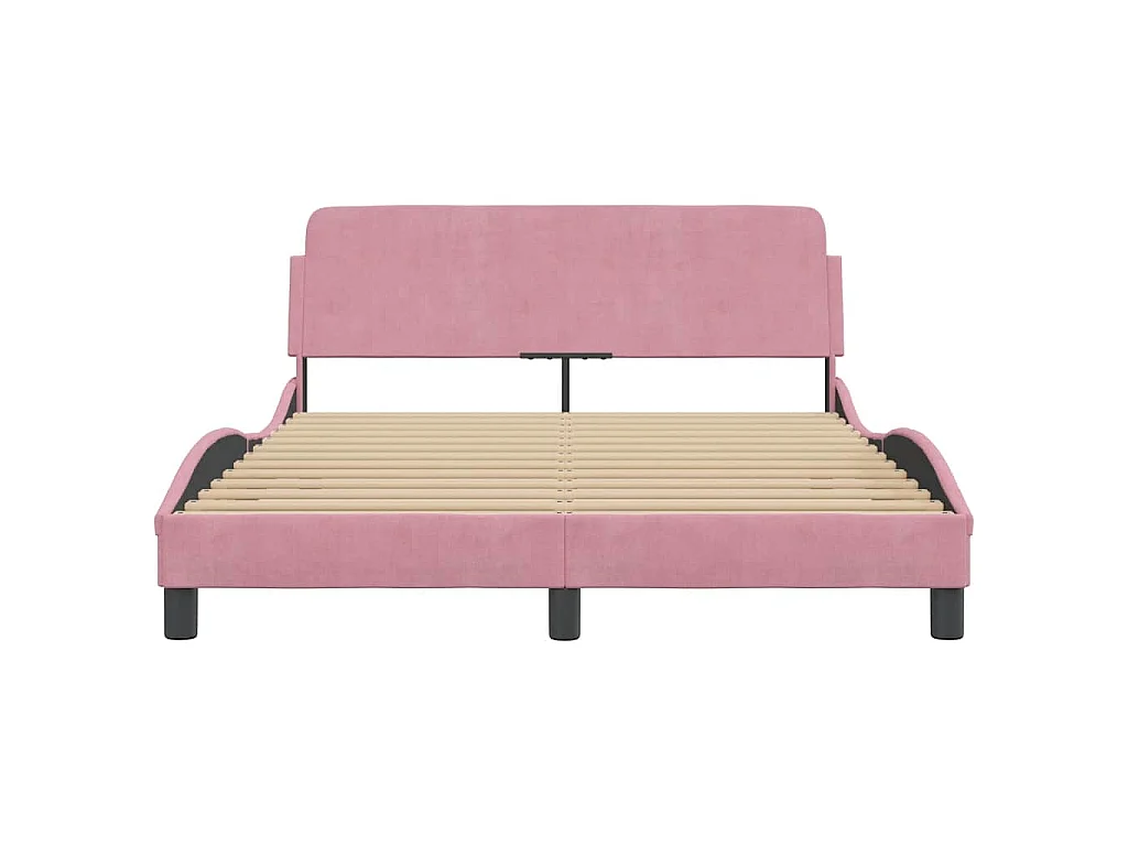 Cadre de lit avec tête de lit Dover rose 120x200cm velours