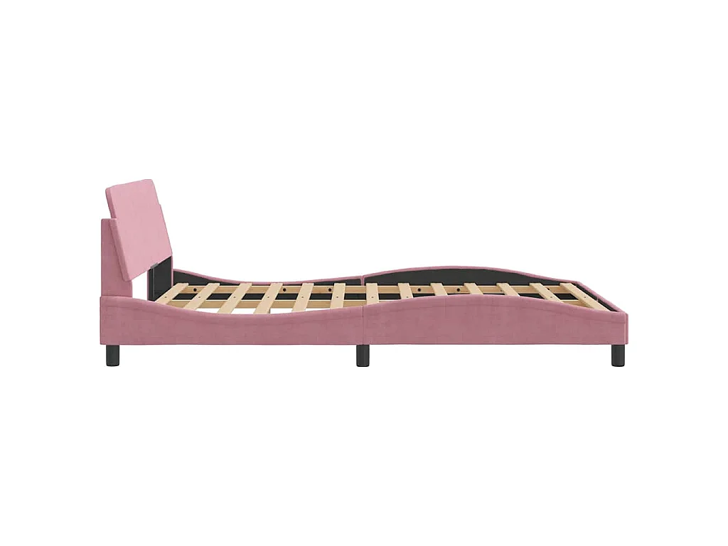 Cadre de lit avec tête de lit Dover rose 120x200cm velours