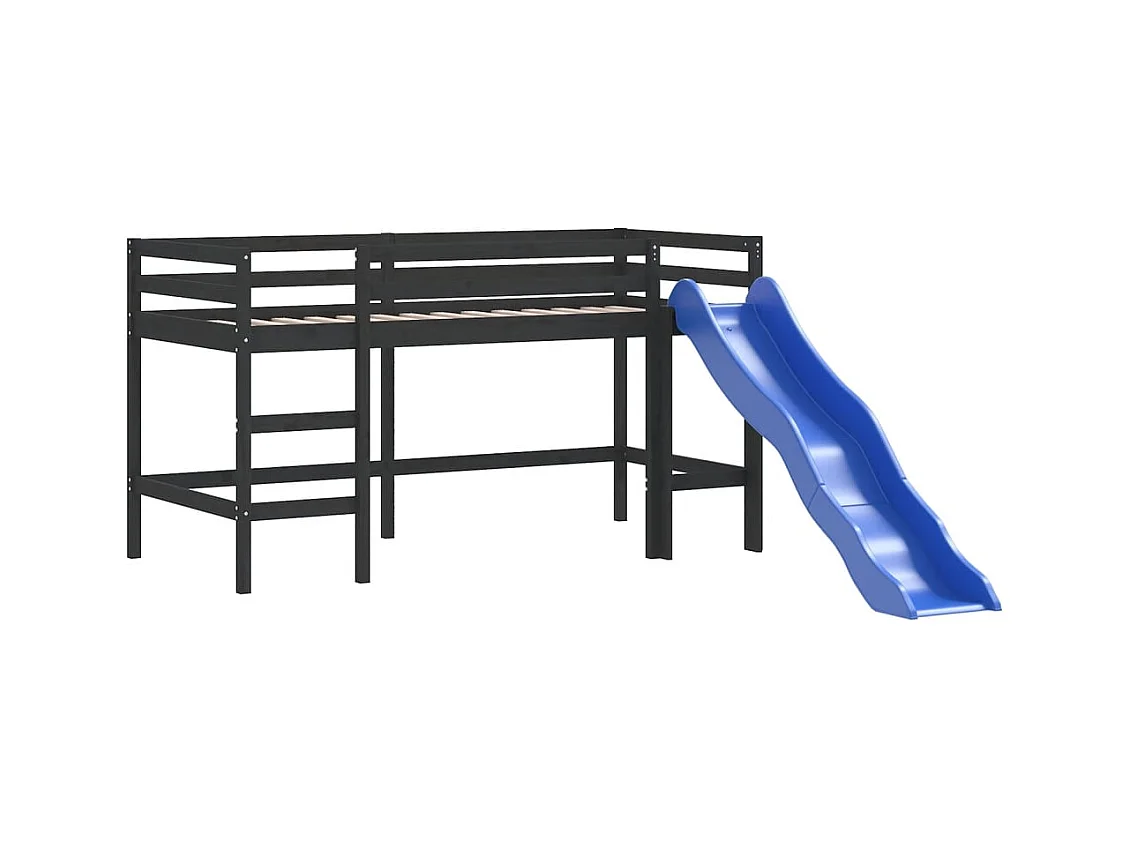 Lit mezzanine enfants avec tour sans matelas bleu 80x200 cm