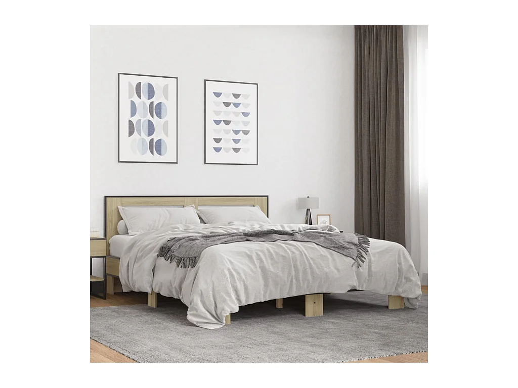 Cadre de lit sans matelas chêne sonoma 150x200 cm