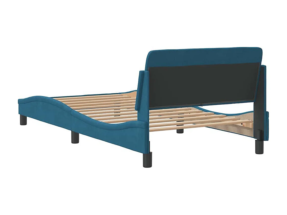 Cadre de lit avec tête de lit Dover bleu 100x200cm velours