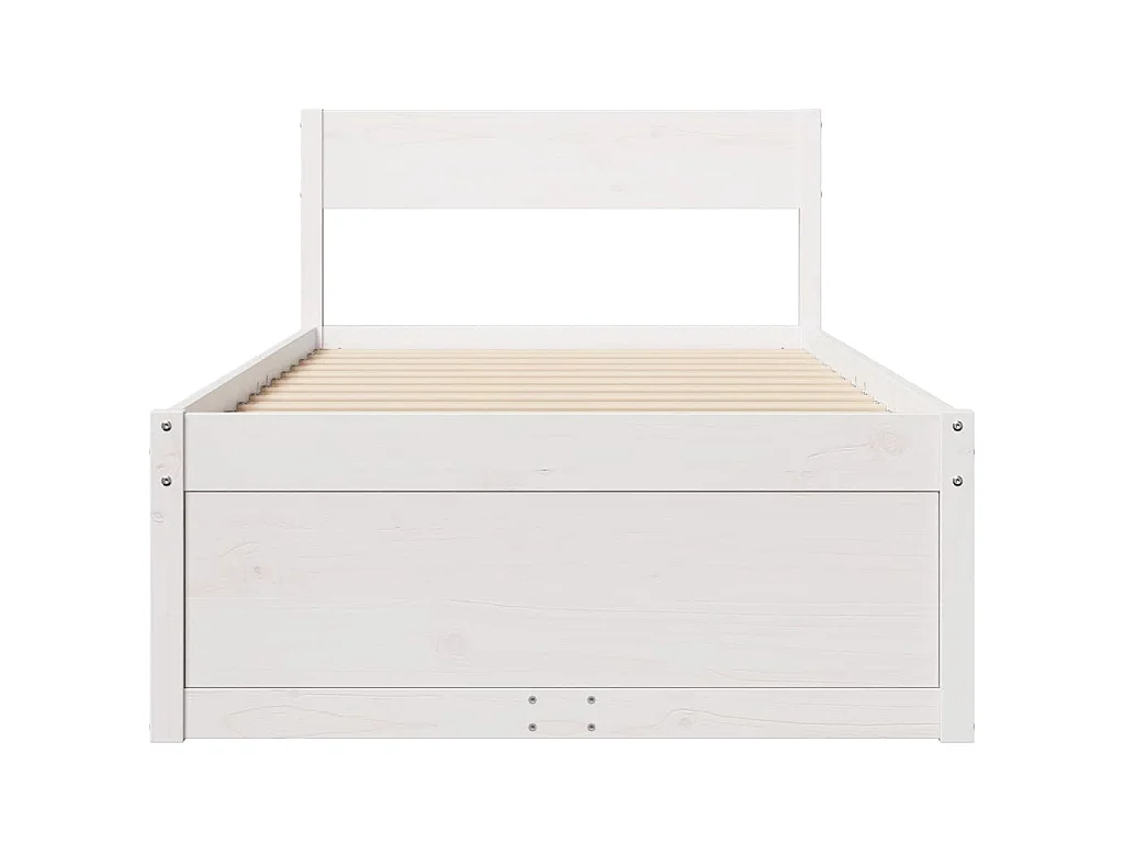 Bedframe zonder matras massief grenenhout wit 75x190 cm