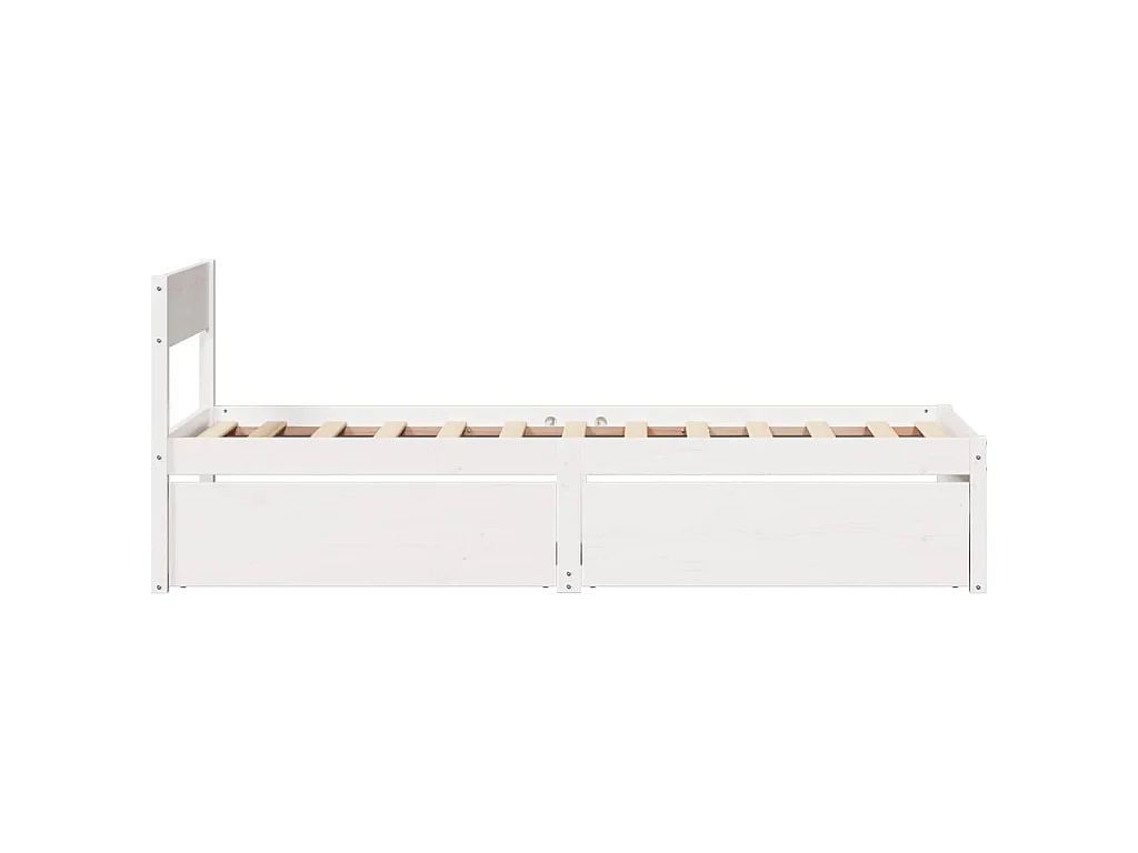 Bedframe zonder matras massief grenenhout wit 75x190 cm