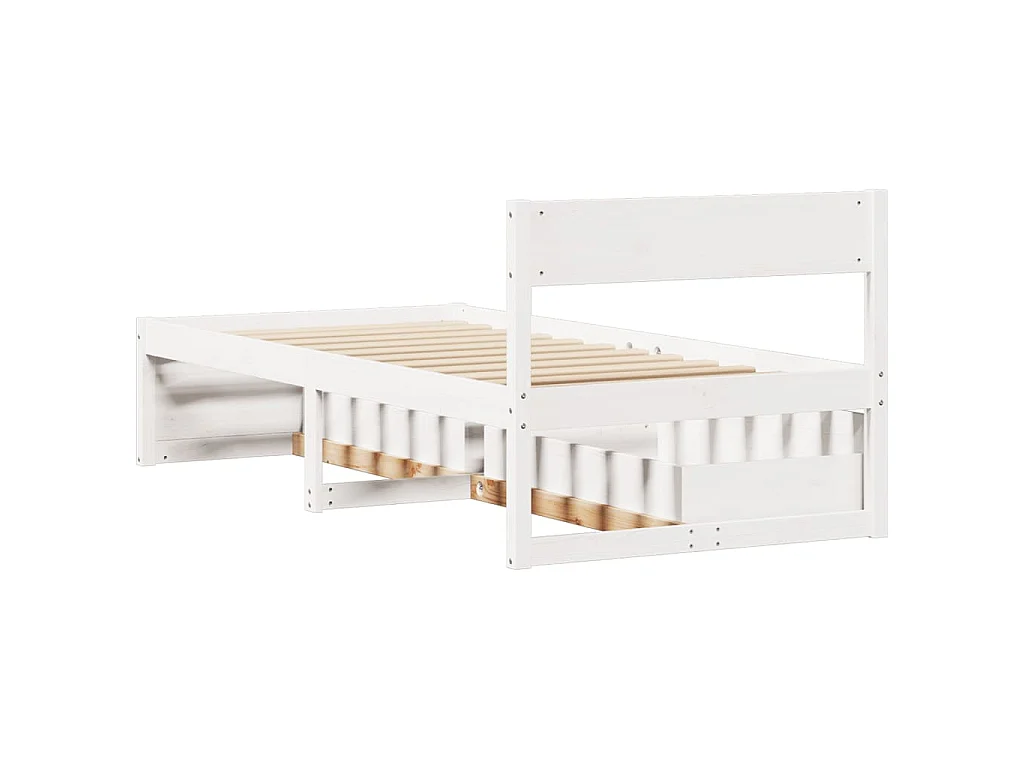 Bedframe zonder matras massief grenenhout wit 75x190 cm