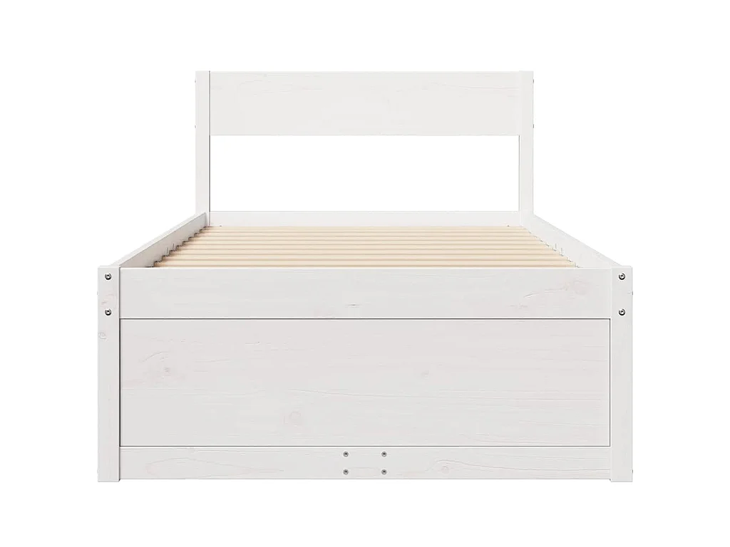 Bedframe zonder matras massief grenenhout wit 75x190 cm
