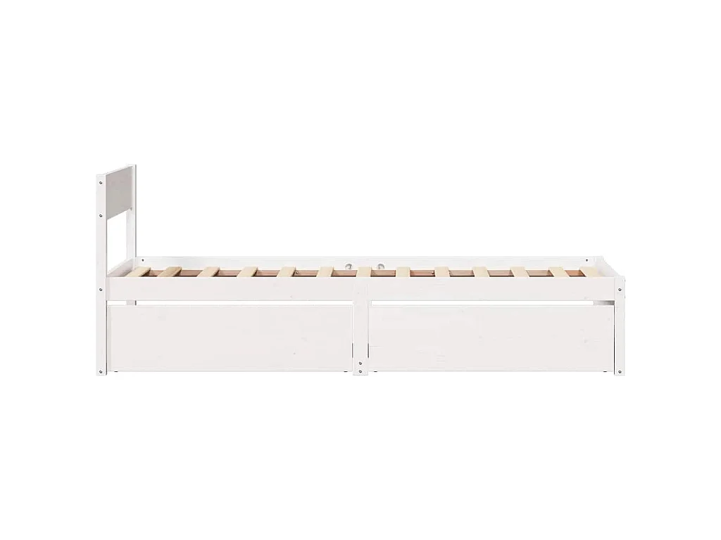 Bedframe zonder matras massief grenenhout wit 75x190 cm
