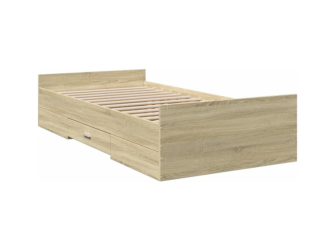 Bettgestell mit Schubladen Sonoma-Eiche 100x200cm Holzwerkstoff