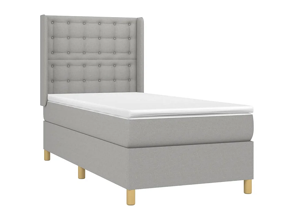 Boxspring met matras en LED stof lichtgrijs 90x200 cm