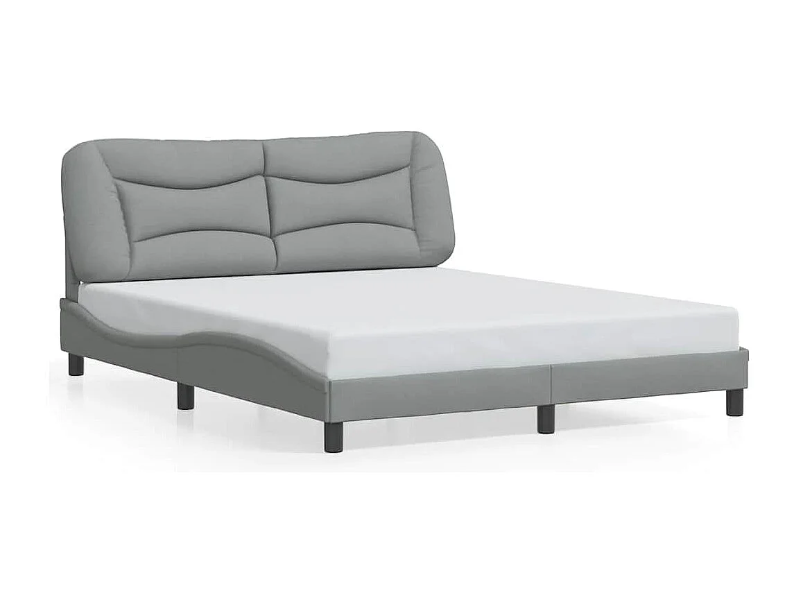 Cadre de lit sans matelas Hvar gris clair 160x200 cm tissu