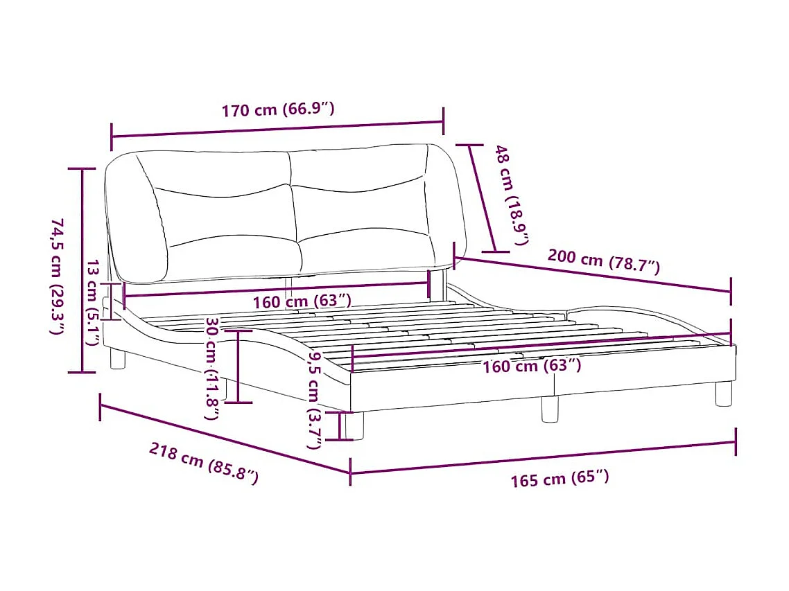 Bedframe zonder matras "Hvar" stof lichtgrijs 160x200 cm