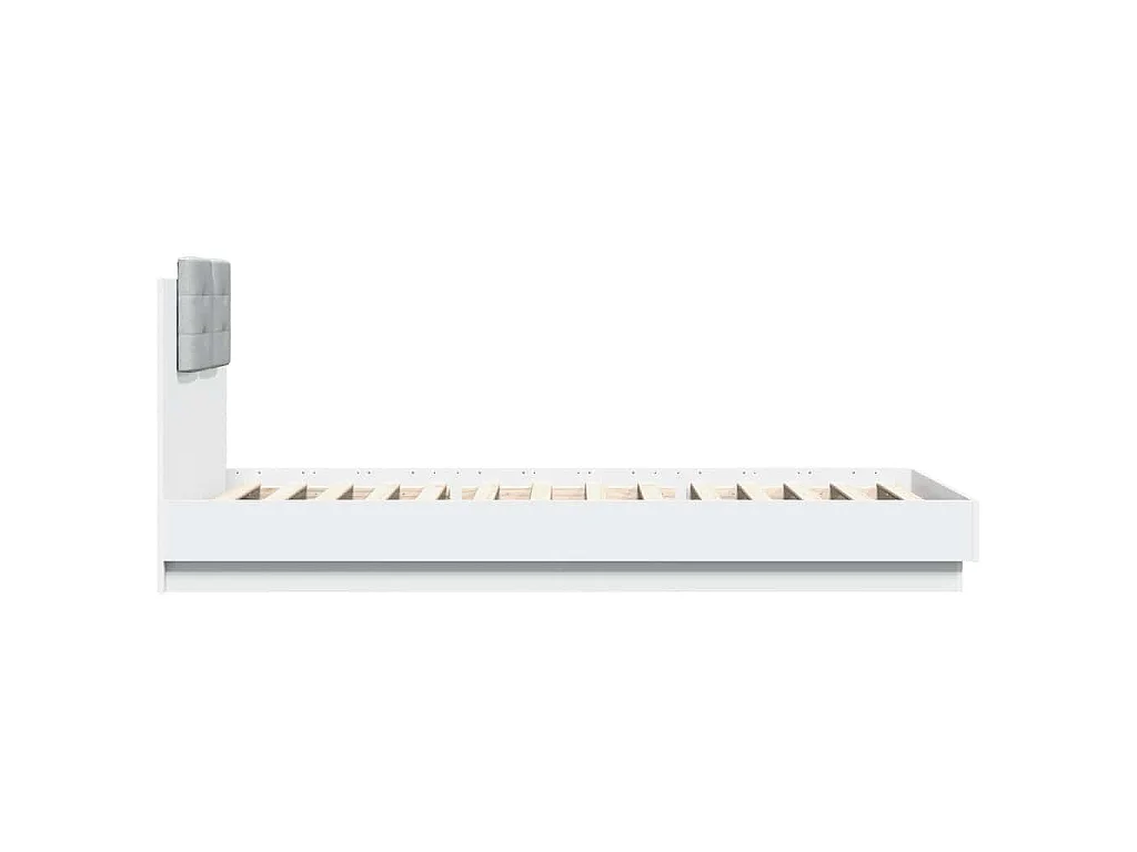 Bettgestell mit Kopfteil und LED-Leuchten Weiß 90x200 cm