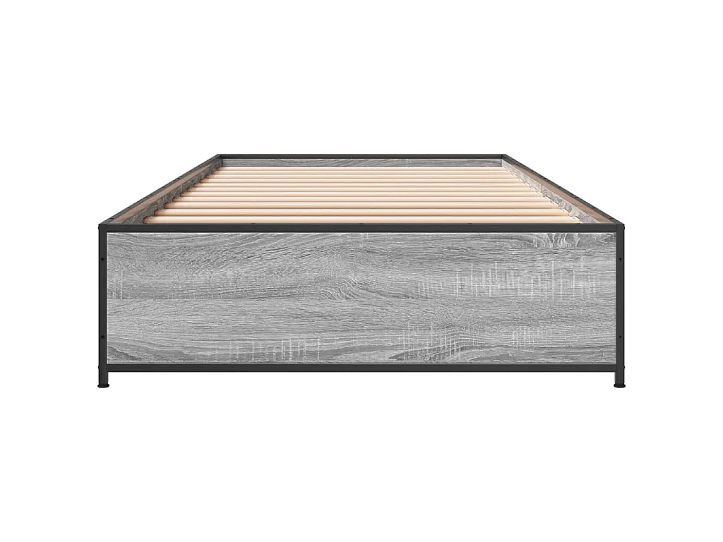 Bedframe bewerkt hout en metaal grijs sonoma eiken 75x190 cm