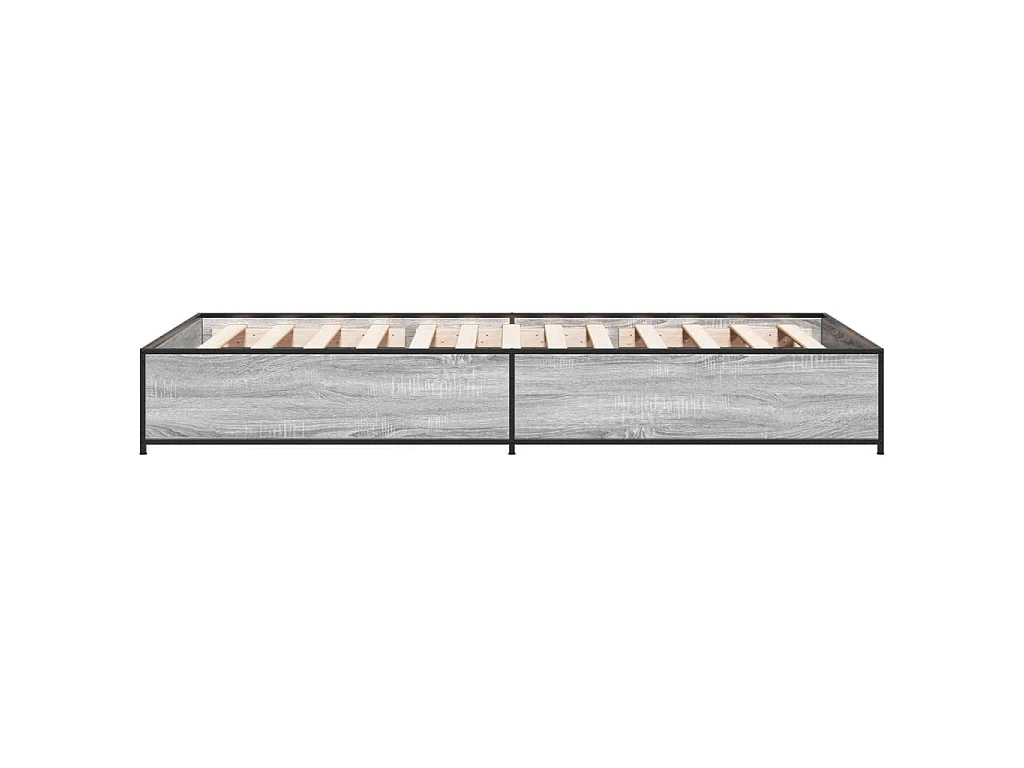 Bedframe bewerkt hout en metaal grijs sonoma eiken 75x190 cm