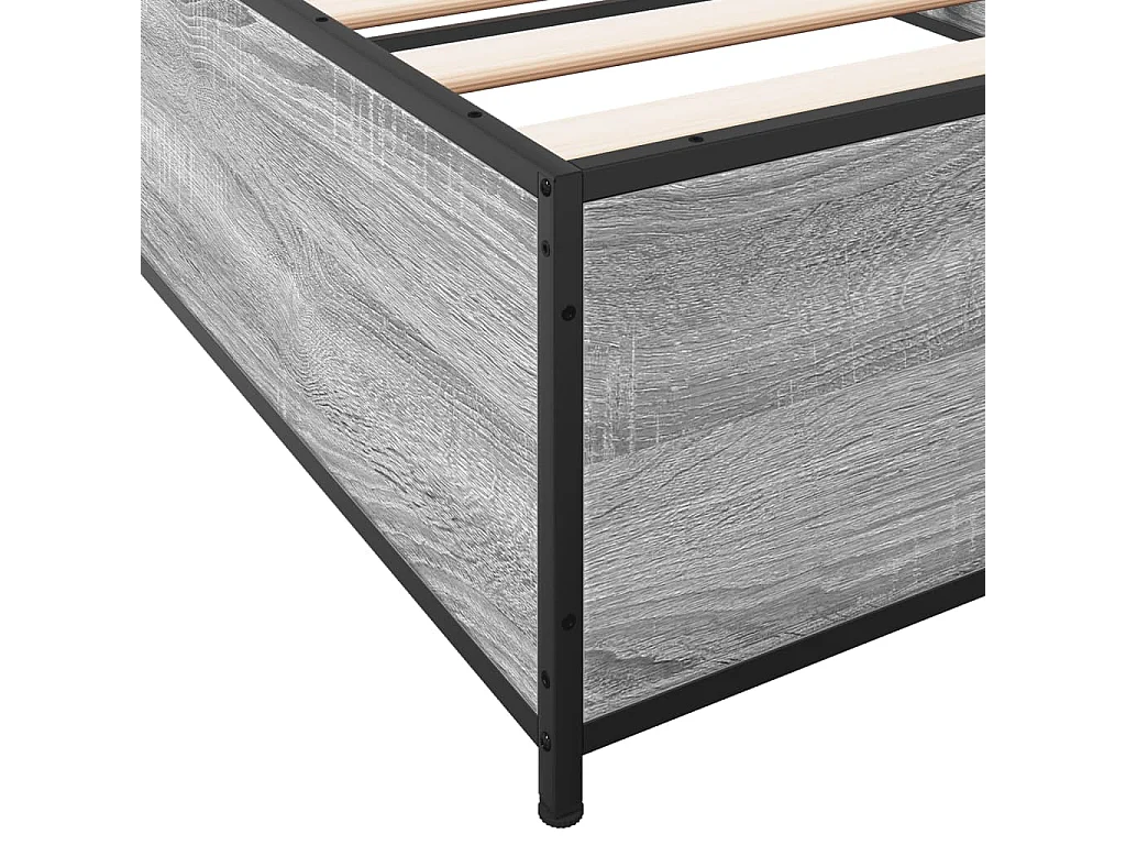 Bedframe bewerkt hout en metaal grijs sonoma eiken 75x190 cm