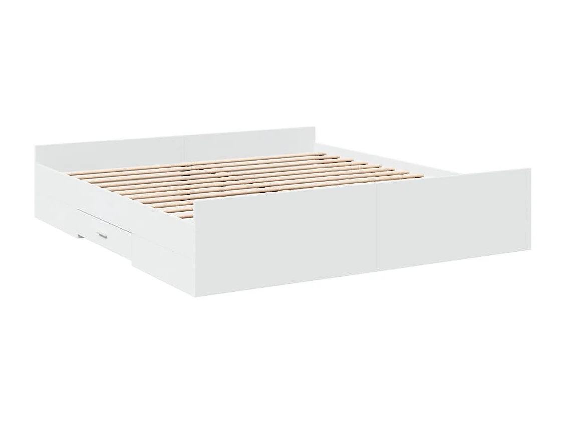 Giroletto con Cassetti Bianco 180x200 cm in Legno Multistrato