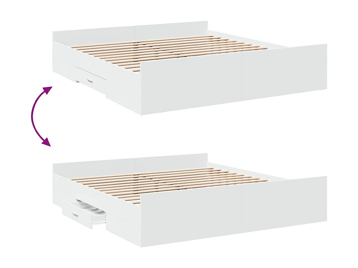 Giroletto con Cassetti Bianco 180x200 cm in Legno Multistrato