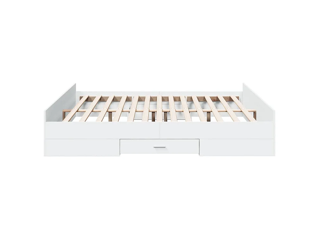 Cadre de lit avec tiroirs sans matelas blanc 180x200 cm