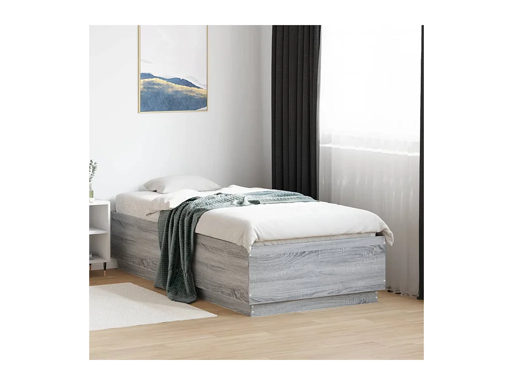 Bedframe met LED-verlichting bewerkt hout grijs sonoma 75x190cm