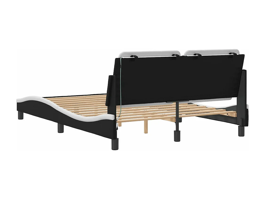 Cadre de lit avec LED sans matelas noir et blanc 140x190 cm