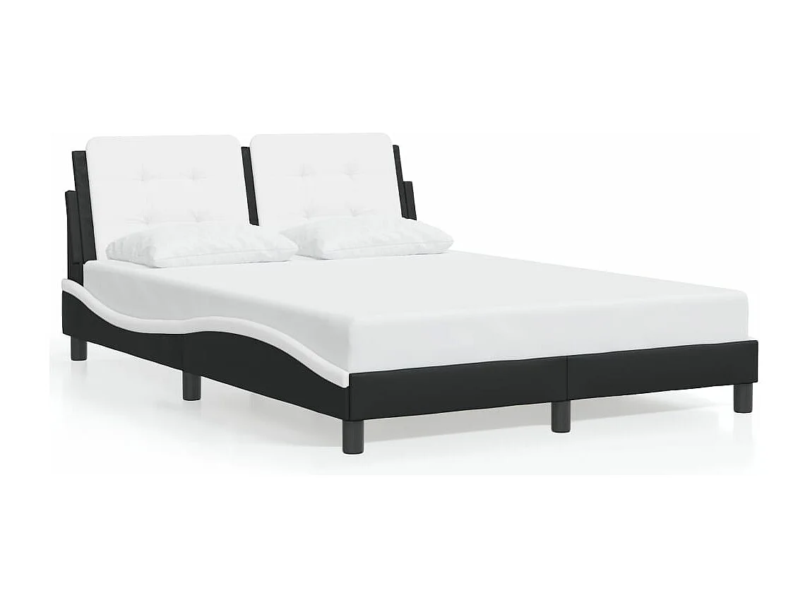 Cadre de lit avec LED sans matelas Zadar noir et blanc 140x190 cm