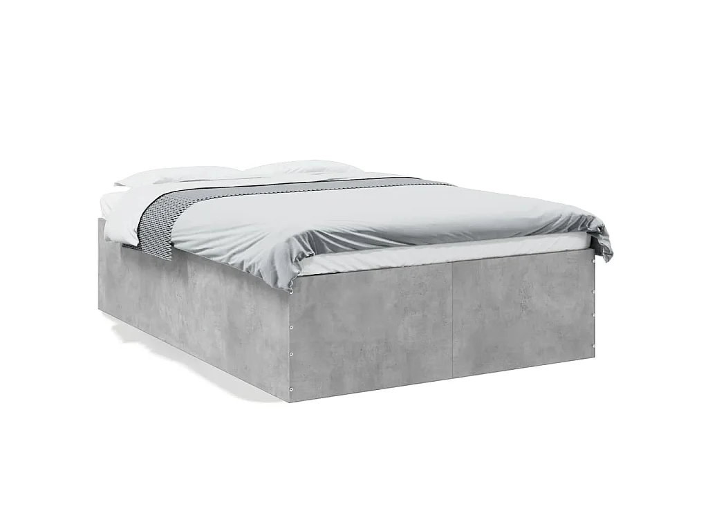 Cadre de lit sans matelas gris béton 135x190 cm