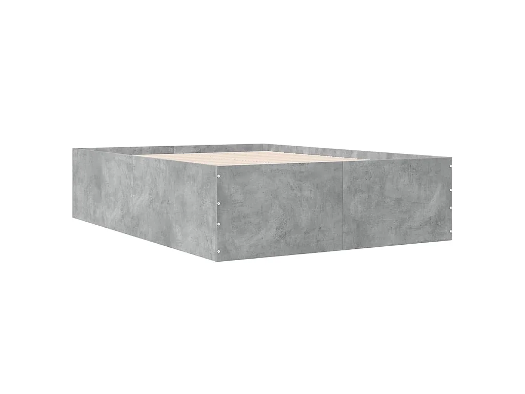 Cadre de lit sans matelas gris béton 135x190 cm