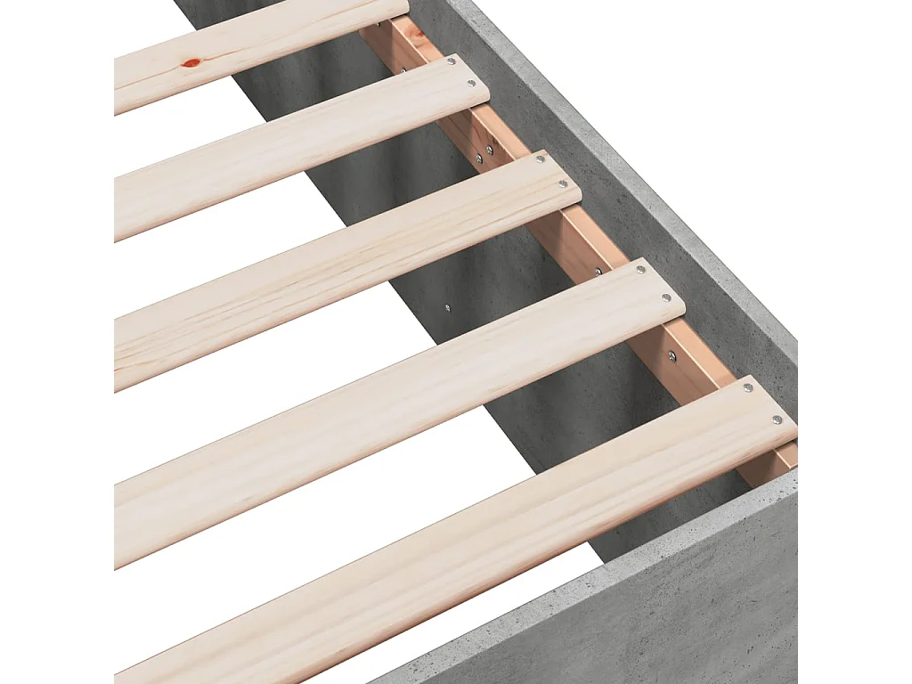 Cadre de lit sans matelas gris béton 135x190 cm