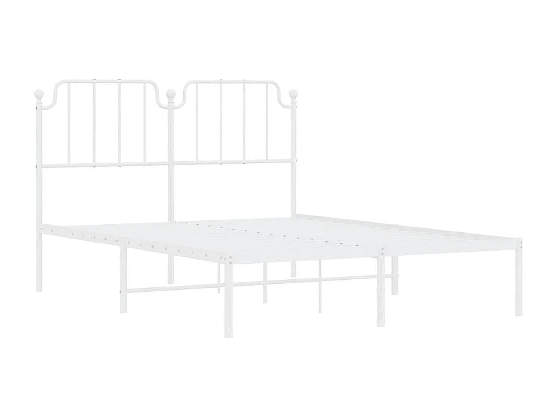Bedframe met hoofdbord metaal wit 140x200 cm
