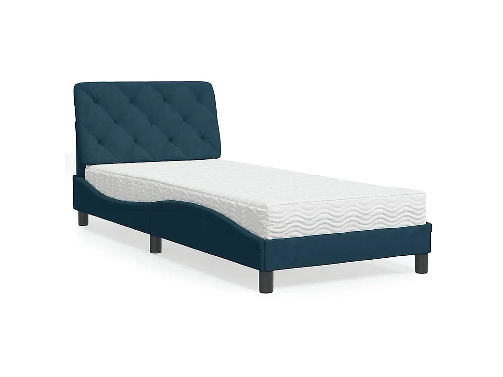 Letto con Materasso Blu 90x200 cm in Velluto