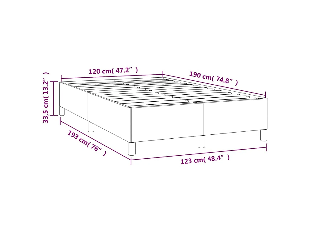 Cadre de lit sans matelas cappuccino 120x190 cm similicuir