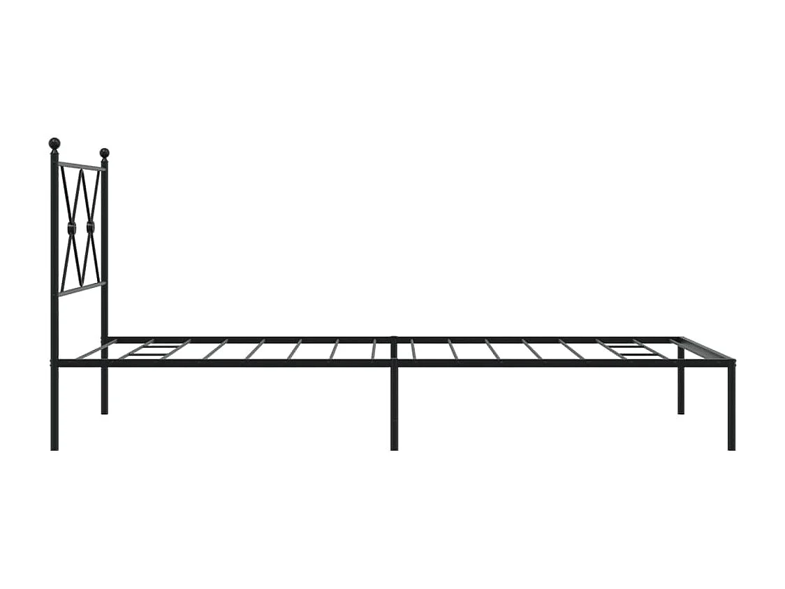 Cadre de lit métal sans matelas avec tête de lit noir 90x190 cm