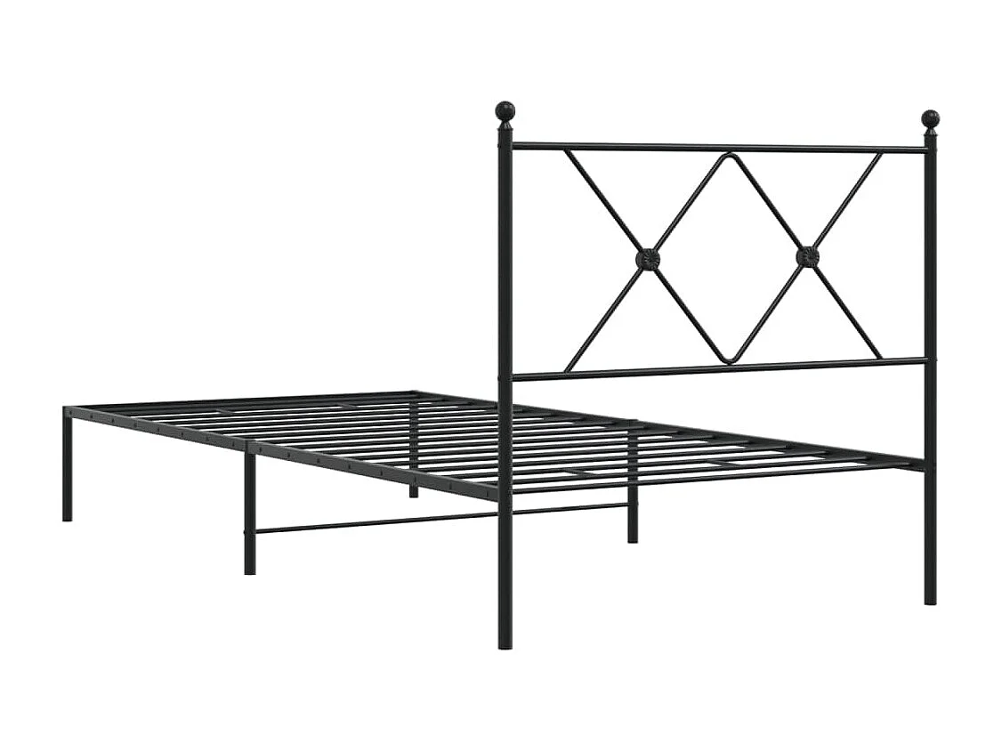 Cadre de lit métal sans matelas avec tête de lit noir 90x190 cm