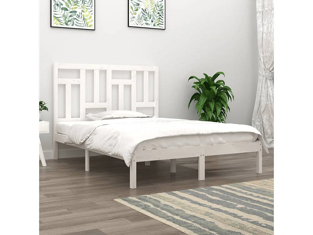 Cadre de lit sans matelas blanc 150x200 cm bois de pin massif