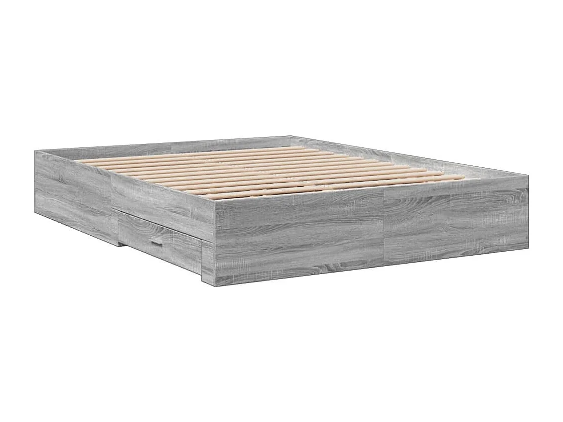 Bedframe met lades bewerkt hout grijs sonoma eiken 160x200 cm